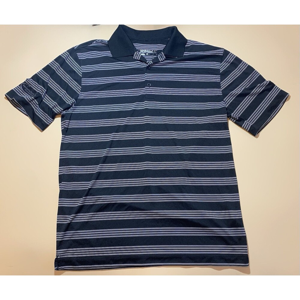 Nike Golf Tour Performance Dri-Fit -M- Polo Shirt Black White Stripe